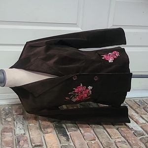 Vintage Embroidered Corduroy Fitted Blazer